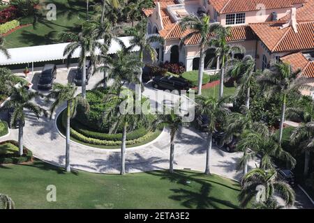 Palm Beach, Floride, États-Unis. 1er mars 2021. Vue aérienne du Club Mar-A-Lago à Palm Beach, Floride, le 1er mars 2021. Crédit : Mpi34/Media Punch/Alamy Live News Banque D'Images