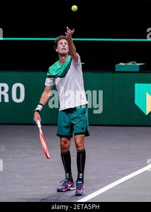 ROTTERDAM, PAYS-BAS - 1ER MARS: Robin Haase des pays-Bas pendant son match contre Andy Murray de Grande-Bretagne pendant le 48e ABN AMRO Worl Banque D'Images