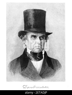 1840S 1800S PORTRAIT DU GRAND ORATEUR DANIEL WEBSTER PORT UN HAUT HAT UN AVOCAT AMÉRICAIN MEMBRE DU CONGRÈS HOMME POLITIQUE HOMME D'ÉTAT - Q63128 CPC001 HARS WHIG AUTORITÉ PROFESSIONS POLITIQUE 19E SIÈCLE CONCEPTUEL DANIEL ÉMINENT REPRÉSENTANT FÉDÉRALISTE ÉLÉGANT SECRÉTAIRE D'ÉTAT WEBSTER CONGRESSMAN FASHIONS MA STATESMAN TOP HAT 1840S NOIR ET BLANC CAUCASIEN L'ETHNICITÉ DOUR NEW HAMPSHIRE ANCIEN SÉNATEUR Banque D'Images