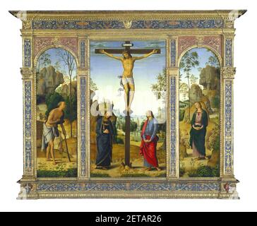 Perugino - la Crucifixion avec la Vierge, Saints John, Jerome, et Mary Magdalene - Galitzin-Triptych. Banque D'Images