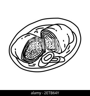 Kohlroulade Allemagne nourriture main dessin icône vecteur. Illustration de Vecteur