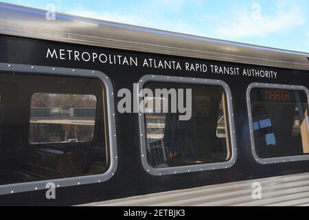 Train Marta (Metropolitan Atlanta Rapid Transit Authority) à Atlanta, Géorgie, États-Unis Banque D'Images