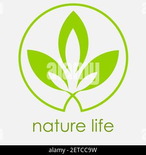 minimum logo vie naturelle avec des feuilles dans un cercle 2 Illustration de Vecteur