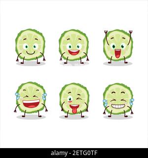 Personnage de dessin animé d'une tranche de fruit de citron vert kaffir avec le sourire expression Illustration de Vecteur