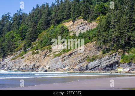 Cape Falcon abrite Smuggler Cove et Short Sand Beach La côte de l'Oregon Banque D'Images