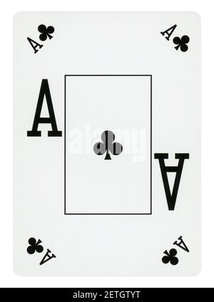 Ace of clubs carte à jouer isolé sur blanc (chemin inclus) Banque D'Images