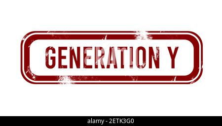 - La génération Y, bouton rouge grunge stamp Banque D'Images