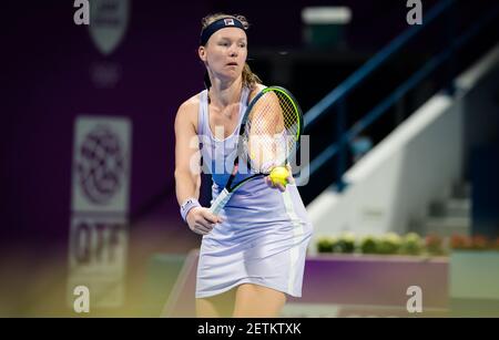 Kiki Bertens des pays-Bas en action lors de son premier tour de match au Qatar Total Open 2021, tournoi de tennis WTA 500 le 1er mars 2021 au complexe international de tennis et squash de Khalifa à Doha, Qatar - photo Rob Prange / Espagne DPPI / DPPI / LiveMedia Banque D'Images