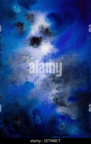 Arrière-plan aquarelle peint à la main. Peinture abstraite de galaxie. Texture cosmique avec étoiles. Ciel nocturne Banque D'Images