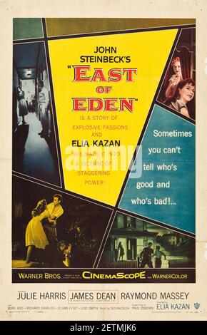 James Dean affiche de film est d'Eden 1955.feat. Julie Harris, Raymond Massey et Richard Davalos. Réalisé par Elia Kazan. Banque D'Images