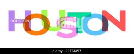 HOUSTON. Lettrage sur fond blanc. Modèle de conception vectoriel pour affiche, carte, bannière. Illustration vectorielle. Illustration de Vecteur