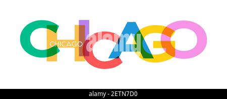 CHICAGO. Lettrage sur fond blanc. Modèle de conception vectoriel pour affiche, carte, bannière. Illustration vectorielle. Illustration de Vecteur