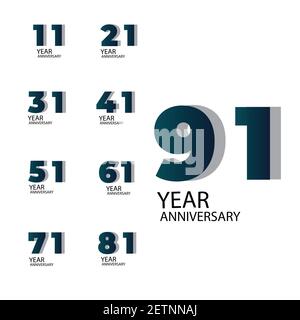 Set Year Anniversary Vector Template Design Illustration Bleu élégant blanc Arrière-plan Illustration de Vecteur