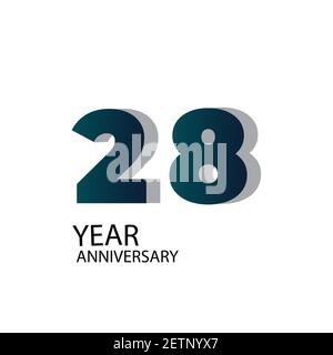 Modèle vectoriel anniversaire 28 ans Design Illustration Bleu élégant blanc Arrière-plan Illustration de Vecteur