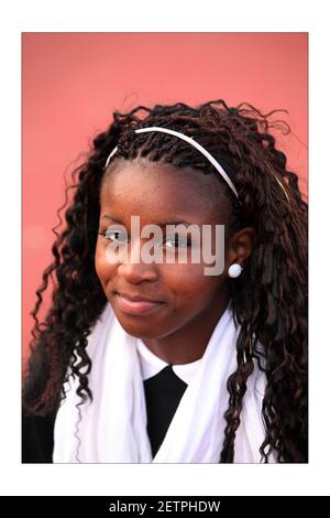 Newham Athletics academy .... athlètes pour la ffuture. Maria Okpokiri 14 ans de la forêt Gatephotographie par David Sandison l'indépendant Banque D'Images