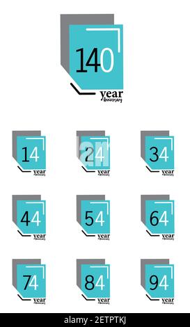 Set Year Anniversary Vector Template Design Illustration Blue Box élégant Arrière-plan blanc Illustration de Vecteur