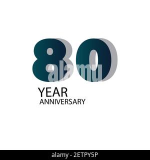 Modèle vectoriel anniversaire 80 ans Design Illustration Bleu élégant blanc Arrière-plan Illustration de Vecteur