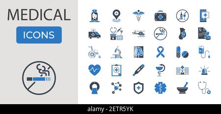 Medical Set Glyph Related Vector Icon. Illustration de Vecteur