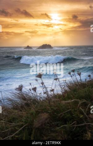 Phare de Godrevy point Banque D'Images