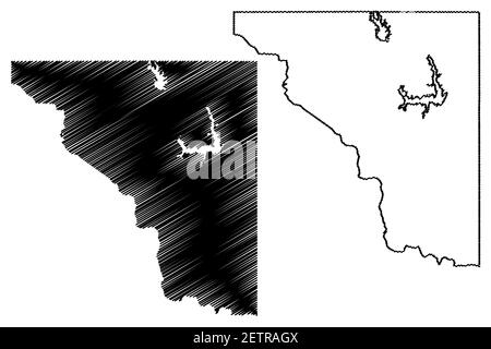 Comté de Cleveland, État de l'Oklahoma (comté des États-Unis, États-Unis d'Amérique, États-Unis, États-Unis, États-Unis) carte illustration vectorielle, esquisse griffée carte de Cleveland Illustration de Vecteur