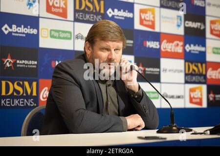 Hein Vanhaezebrouck, entraîneur en chef de Gent, photographié lors d'une conférence de presse de l'équipe de la Jupiler Pro League KAA Gent, mardi 02 mars 2021 à Gent, en avance sur Banque D'Images