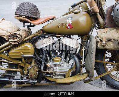 1942 Vintage Harley Davidson Modèle WLC Militaire 42moto à Bicester Heritage Centre, Oxfordshire, Angleterre Banque D'Images