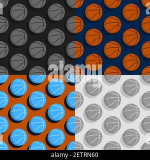ensemble de motifs sans couture avec balles de basket-ball. Sports d'équipe, style de vie actif. Ornement pour la décoration et l'impression sur le tissu. Elément de conception. Vecteur Illustration de Vecteur