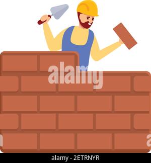 Icône de mur de briques du constructeur. Dessin animé de l'icône de vecteur de mur de brique de constructeur pour la conception de Web isolée sur fond blanc Illustration de Vecteur