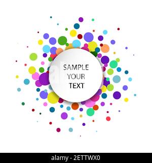 L'arrière-plan abstrait comporte un espace pour le texte, dont le centre comporte des cercles blancs et gris qui se chevauchent. Avec des cercles de plusieurs couleurs - Banque D'Images