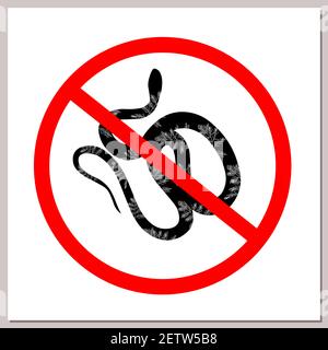 Panneau interdisant les serpents. Serpent dans un cercle rouge barré. Concept de danger et pas d'entrée avec les animaux. Illustration de Vecteur