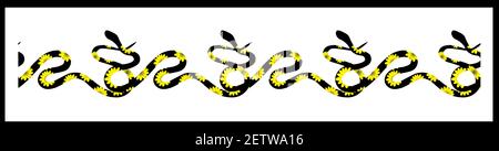 Bordure sans couture avec serpents. La bordure est en serpentin. Répétition. Cobra, anaconda et boa constricteur. Illustration de Vecteur