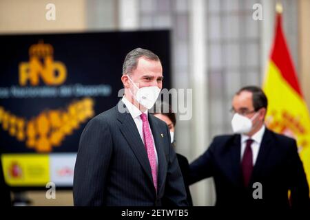 Madrid, Madrid, Espagne. 2 mars 2021. Le roi Felipe VI d'Espagne, la reine Letizia d'Espagne assiste à la remise des Prix nationaux du sport 2018 au Palais Royal El Pardo le 2 mars 2021 à Madrid, Espagne crédit: Jack Abuin/ZUMA Wire/Alay Live News Banque D'Images