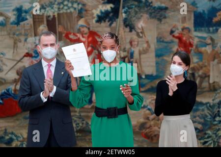 Madrid, Madrid, Espagne. 2 mars 2021. Le roi Felipe VI d'Espagne, la reine Letizia d'Espagne assiste à la remise des Prix nationaux du sport 2018 au Palais Royal El Pardo le 2 mars 2021 à Madrid, Espagne crédit: Jack Abuin/ZUMA Wire/Alay Live News Banque D'Images