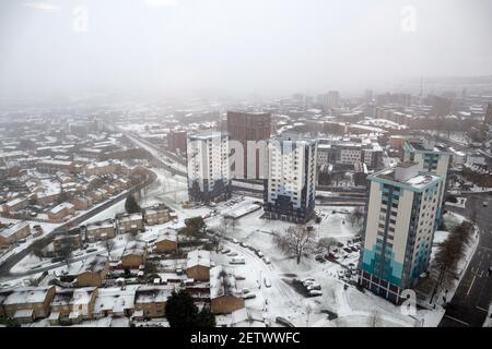 Sheffield après la chute de neige Angleterre Royaume-Uni Banque D'Images