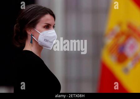 Madrid, Madrid, Espagne. 2 mars 2021. Le roi Felipe VI d'Espagne, la reine Letizia d'Espagne assiste à la remise des Prix nationaux du sport 2018 au Palais Royal El Pardo le 2 mars 2021 à Madrid, Espagne crédit: Jack Abuin/ZUMA Wire/Alay Live News Banque D'Images