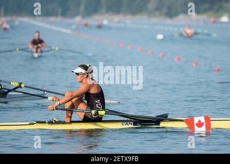 Linz, Autriche, mardi 27 août 2019, Championnat du monde d'aviron FISA, Regatta, CAN W1X, Carling ZEEMAN, pendant sa session d'entraînement, [crédit obligatoire; Peter SPURRIER/Intersport Images] 08:37:02 27.08.19 Banque D'Images