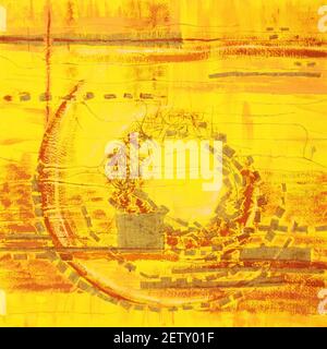 Illustration abstraite applique en tissu jaune. Origine ethnique Banque D'Images