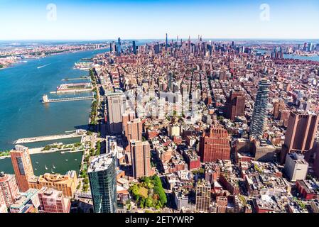 Manhattan, New York - célèbre panorama du centre-ville de New York, États-Unis d'Amérique. Banque D'Images