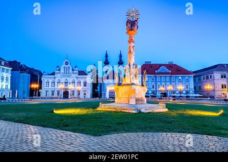 Timisoara, Roumanie - Union Square, architecture de Banat ouest de la Transylvanie. Banque D'Images