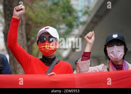 Hong Kong, Chine. 1er mars 2021. Les citoyens de Hong Kong exigent que les 47 000 personnes qui conspient pour subvertir le pouvoir de l'État soient punis strictement à Hong Kong, Chine, le 1er mars 2021. (Photo par Top photo/Sipa USA) crédit: SIPA USA/Alay Live News Banque D'Images