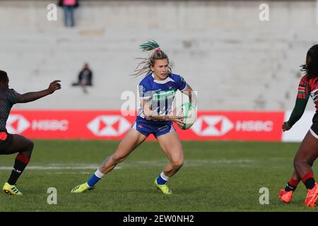 Madrid, Espagne. 28 février 2021. IANA Danilova (RUS) Rugby : Madrid Rugby 7s Tournoi International final match entre la Russie femmes Sevens 19-0 Kenya femmes Svens à l'Estadio Nacional Complutense à Madrid, Espagne . Crédit: Mutsu Kawamori/AFLO/Alay Live News Banque D'Images