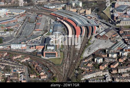 Vue aérienne de la gare York depuis le sud-ouest Banque D'Images
