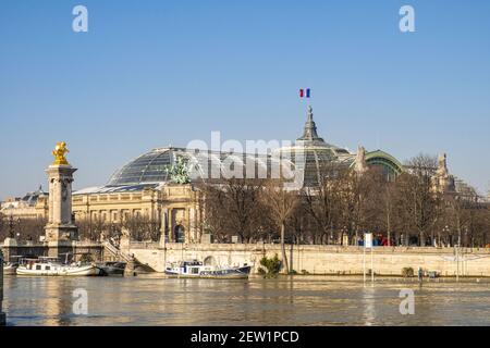 France, Paris, les rives de la Seine inondées par l'inondation, classée au patrimoine mondial de l'UNESCO Banque D'Images