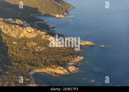 France, Corse-du-Sud (2A), Pointe de Murtoli (vue aérienne) Banque D'Images
