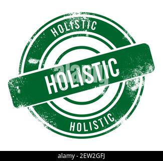 Holistique - bouton rond vert grunge, tampon Banque D'Images