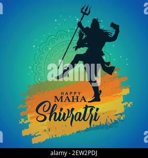 Happy maha Shivratri avec mahadev, un festival hindou célébré de lord shiva Night, calligraphie anglaise. Illustration vectorielle Illustration de Vecteur