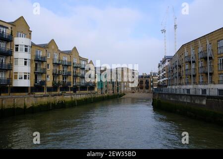 LONDRES - 2 MARS 2021 : Dunbar Wharf à Poplar East London. Banque D'Images