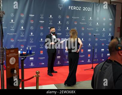 Madrid, Espagne. 02 mars 2021. Atmosphère à la périphérie de l'hôtel VP Plaza où les Feroz 2021 Awards, à Madrid crédit: CORDEL PRESS/Alay Live News Banque D'Images