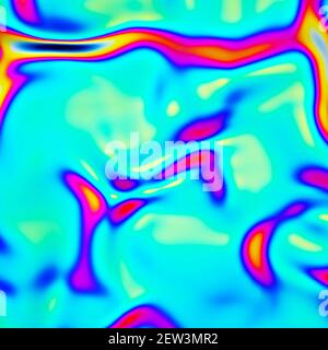 Ondes colorées spéculaires brillantes de formes métalliques à gradient abstrait. Les couleurs fluo brillantes avec des ondes aqueuses sont les meilleures pour l'arrière-plan de gradient génératif Banque D'Images