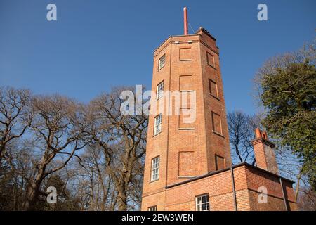 Demi-tour, Ockham Common Forest, Chatley Heath Surrey Royaume-Uni 2021 février hiver Banque D'Images